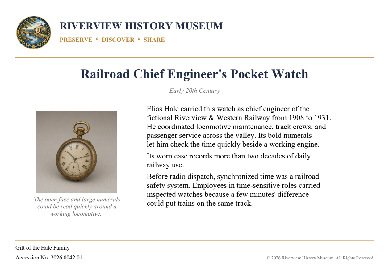 Finished professional museum exhibit label